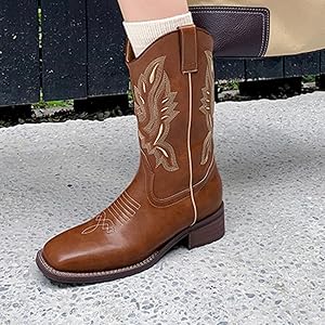 ブラウン刺繍ウエスタンブーツ エルエフワイティー LFYT レトロ刺繍ウエスタンブーツ